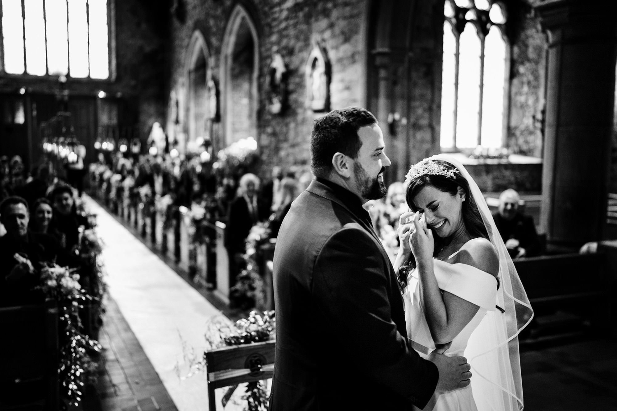 candid moment captured at adare manor of bride and groom