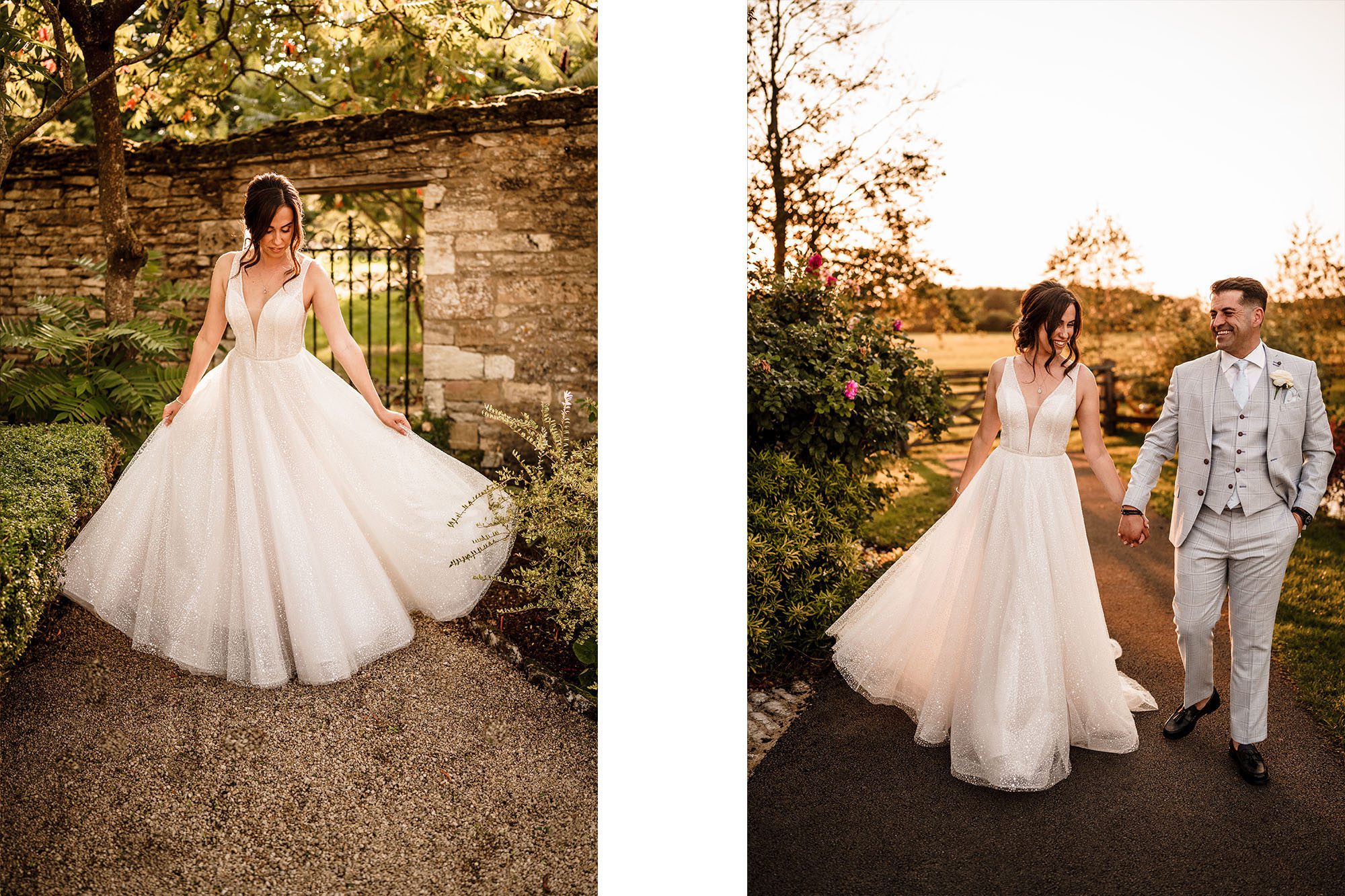 bride and groom being photographed at Caswell House in The Cotswolds