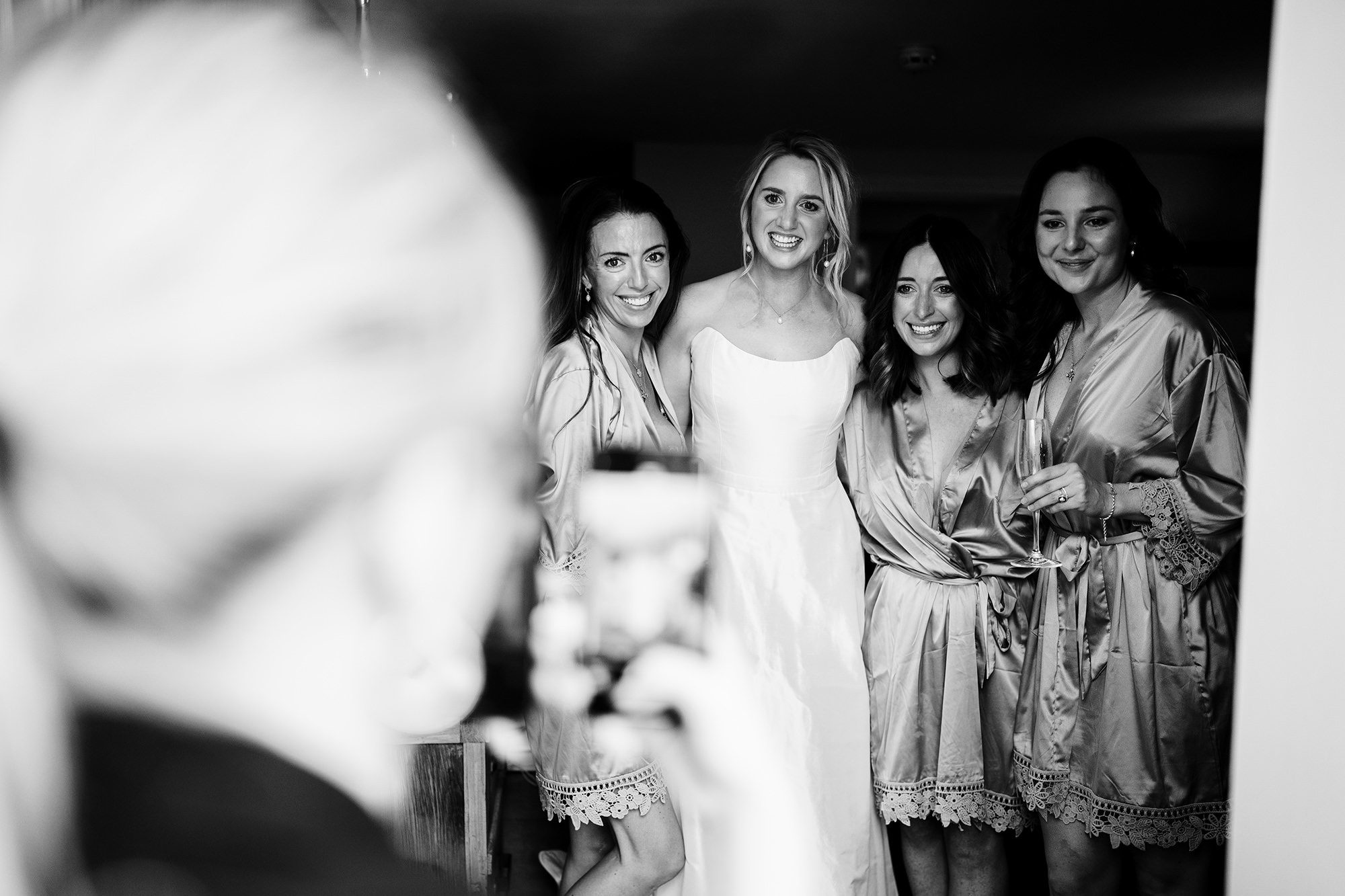 iPhone taking a photo of bridal party