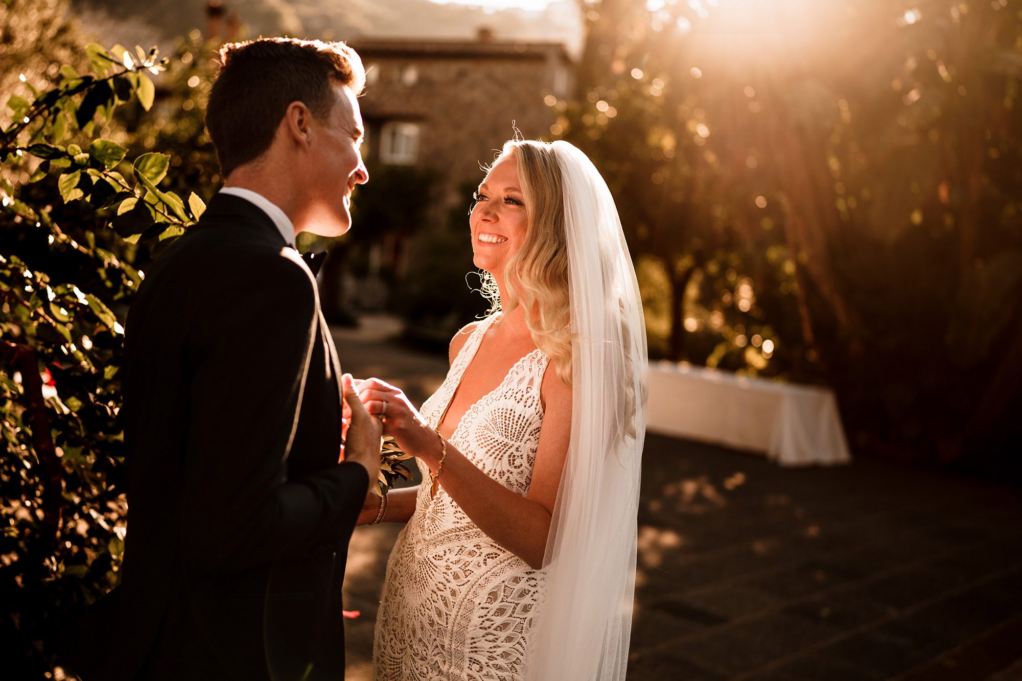 Couple share a smile under the Sorrento sunshine.